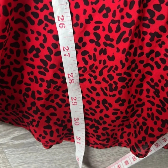 Alice + Olivia Polly Fit Flare Leopard Print Long Sleeve Mini Red Dress - Picture 15 of 15